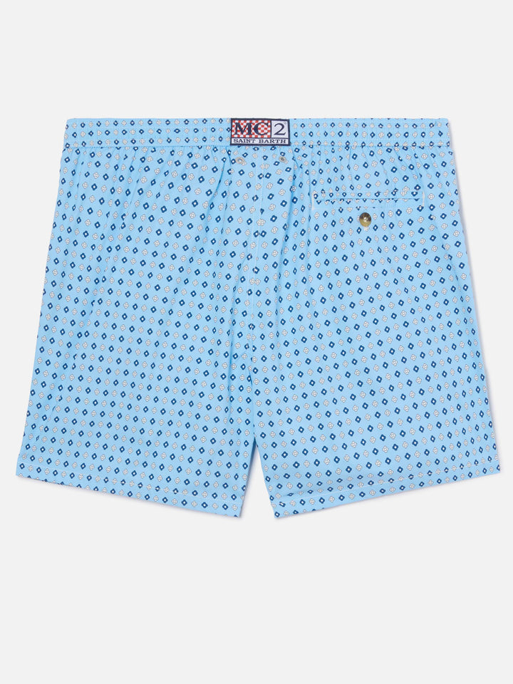 Light blue Lighting Micro swim shorts with all-over geometric print