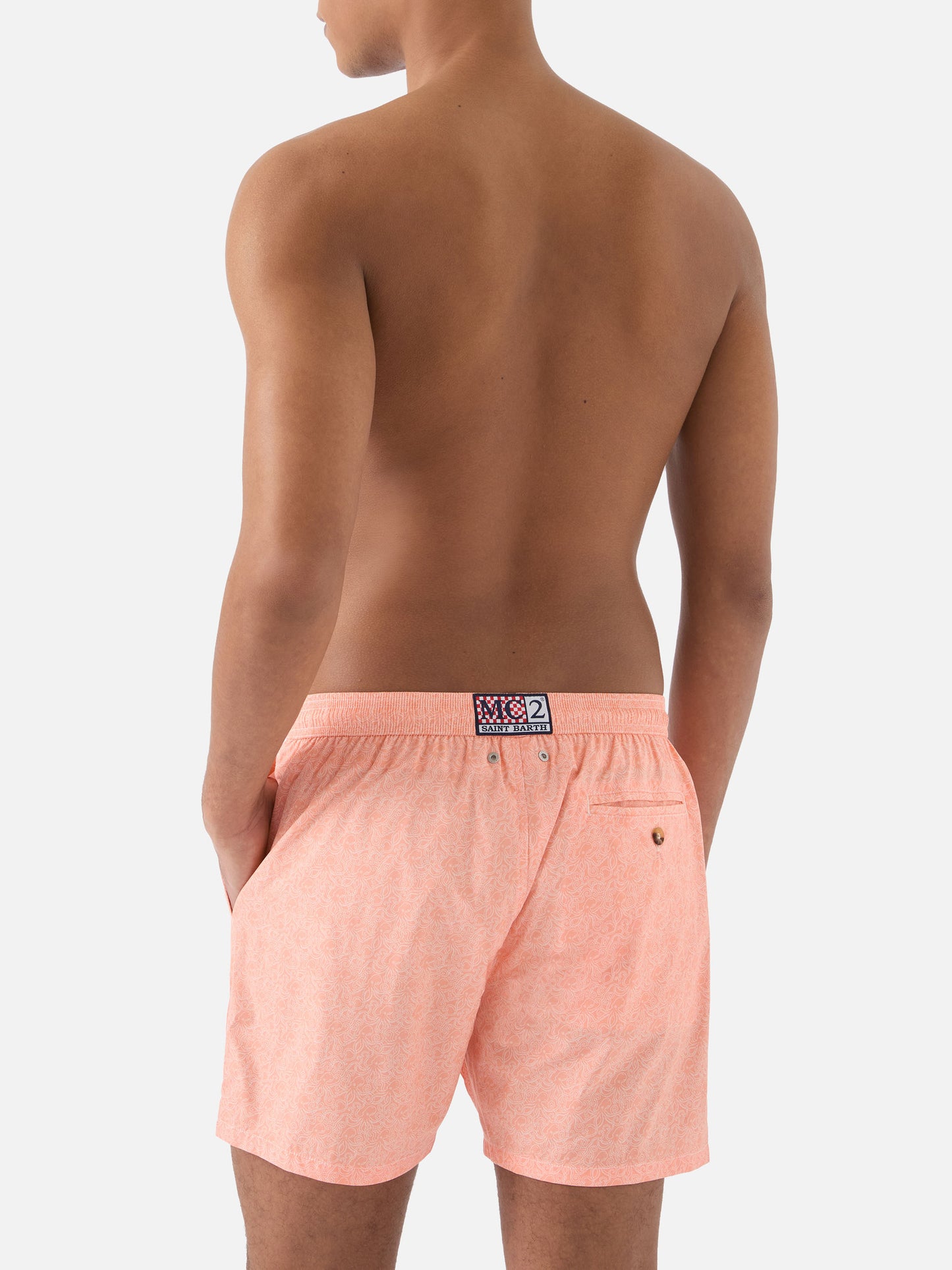 Orange Lighting Micro swim shorts with all-over octopus print