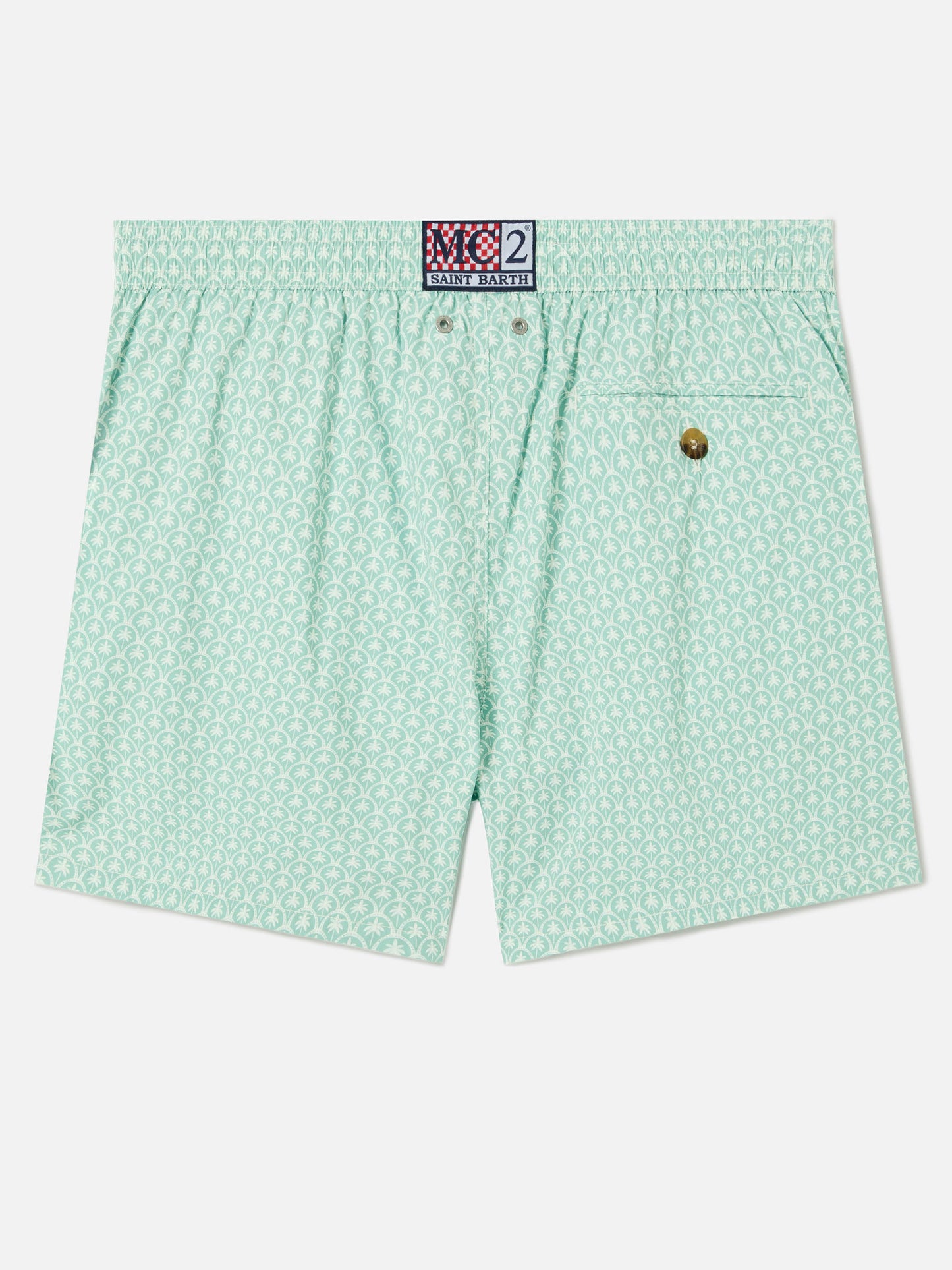 Green Lighting Micro swim shorts with all-over palm print