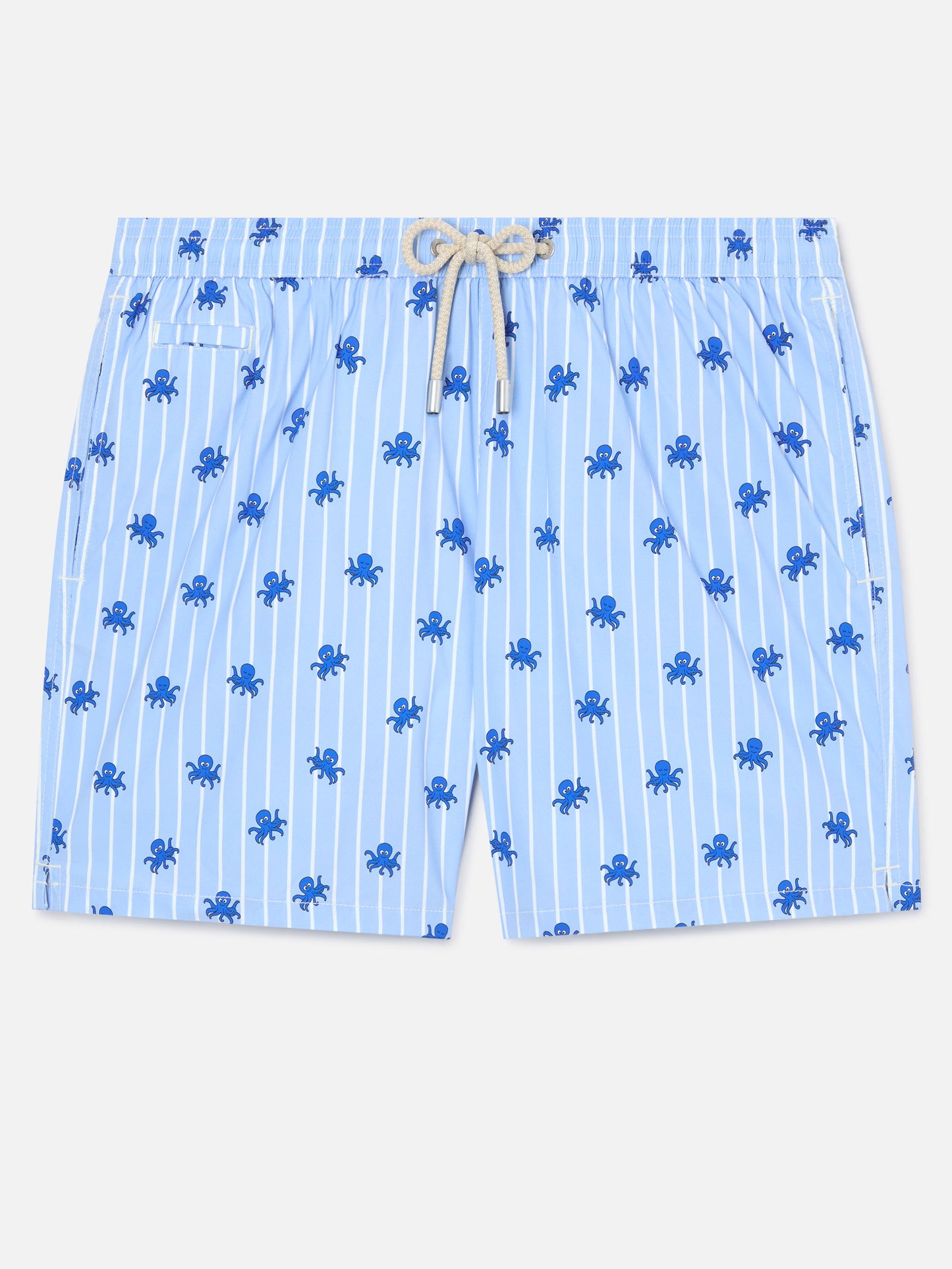 Blue striped Lighting Micro swim shorts with all-over octopus print