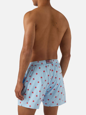 Short de bain Light blue Lighting Micro Stretch avec imprimé all-over Starfish Stripes 