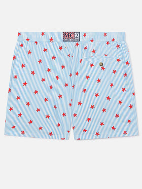 Short de bain Light blue Lighting Micro Stretch avec imprimé all-over Starfish Stripes 