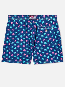 Navy blue Lighting Micro swim shorts with all-over octopus print