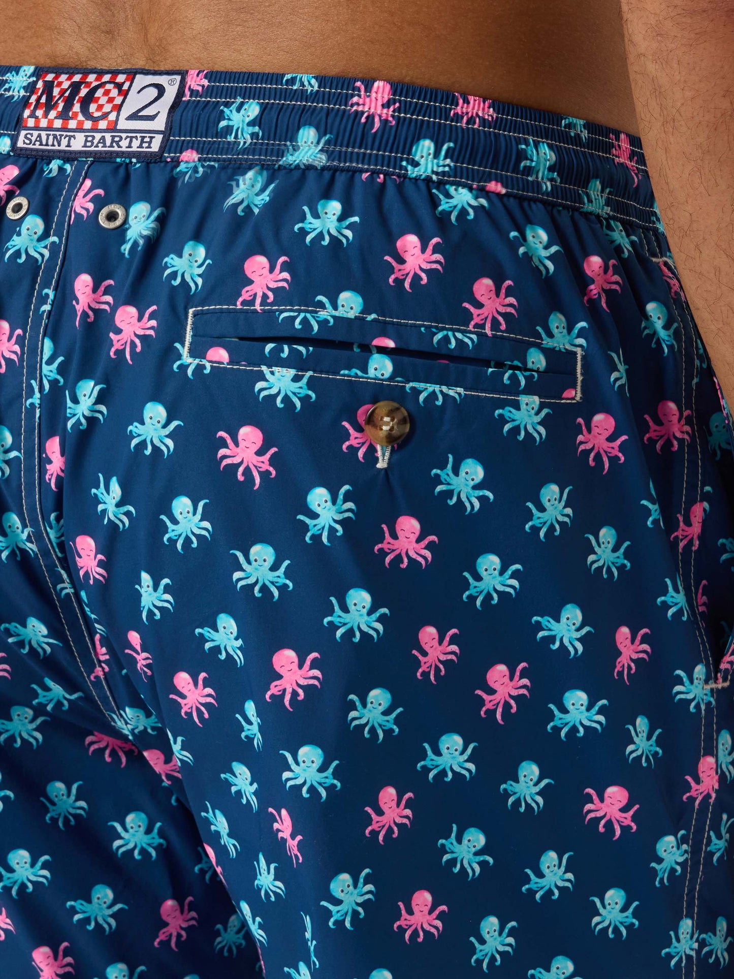 Navy blue Lighting Micro swim shorts with all-over octopus print