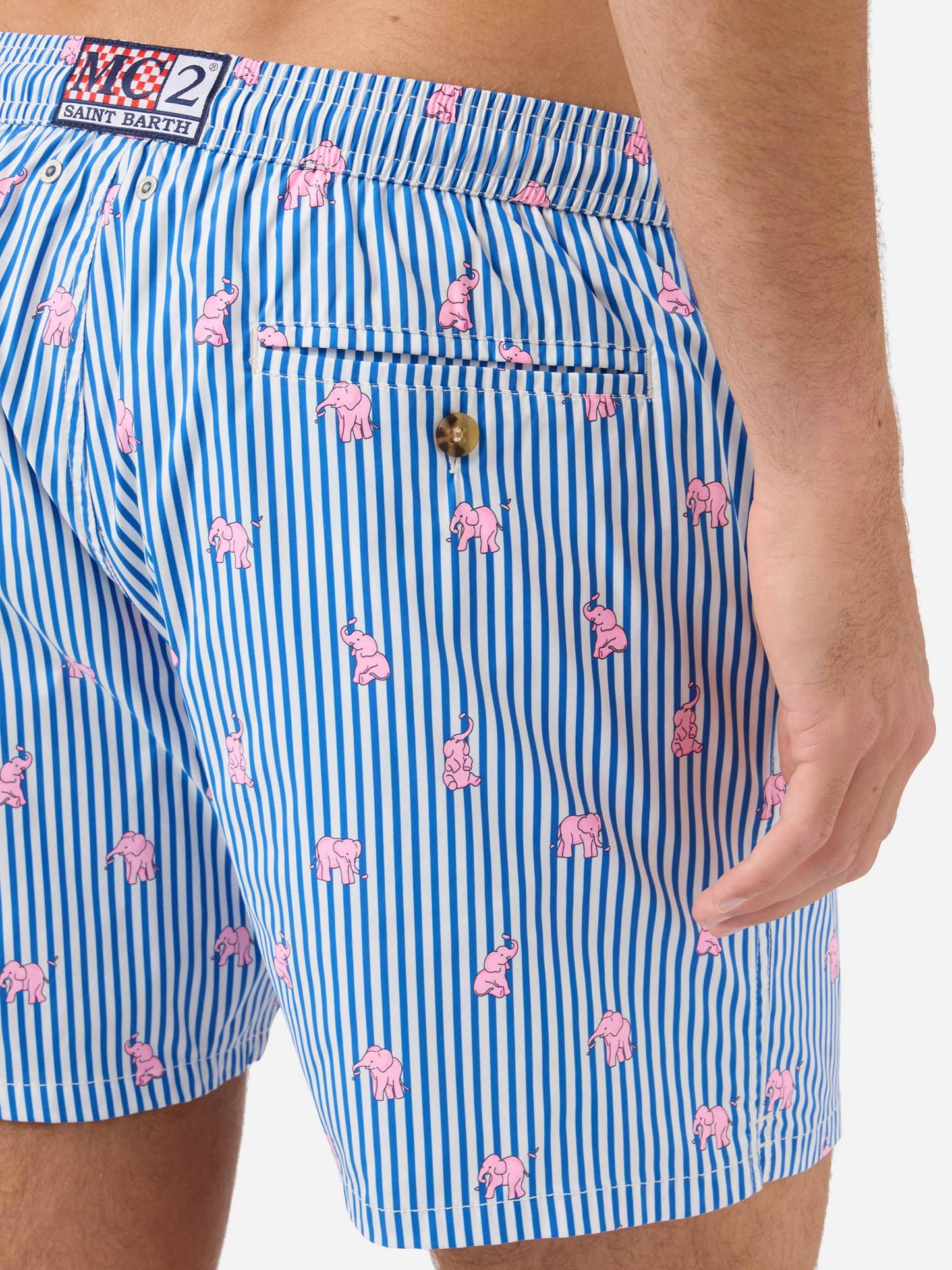 Costume mare Lighting Micro navy con stampa elefanti all-over