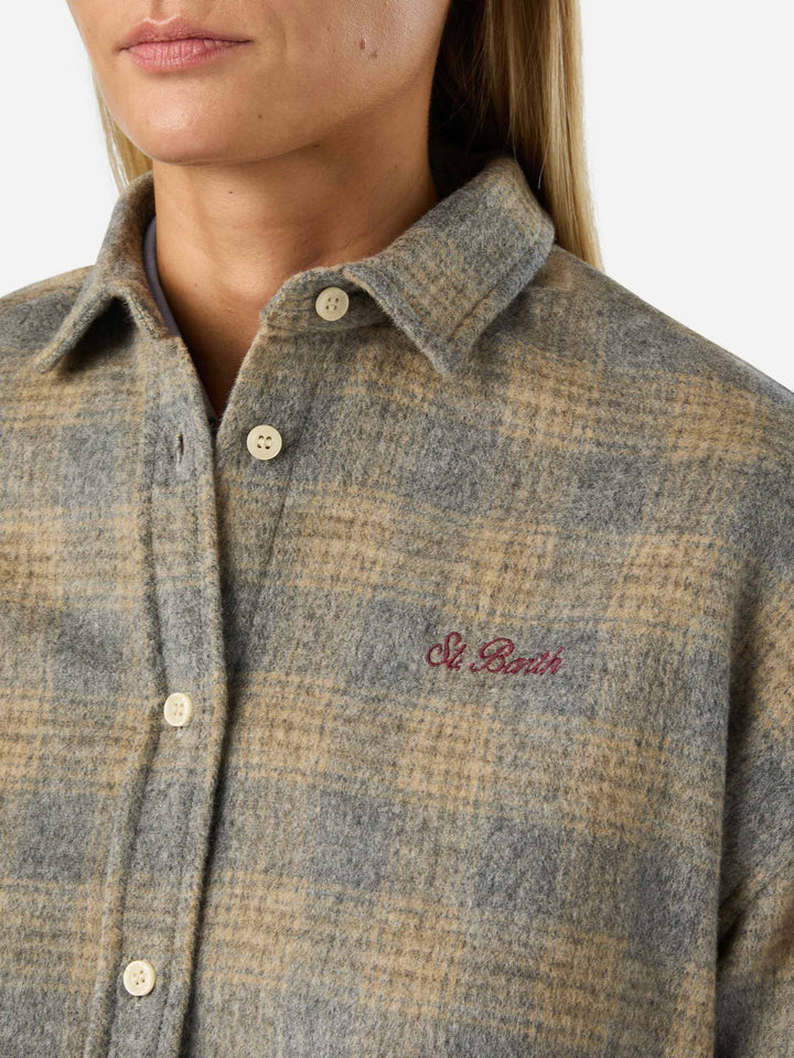 Chemise en flanelle mélangée de laine Lully avec broderie Snoopy | Special edition 