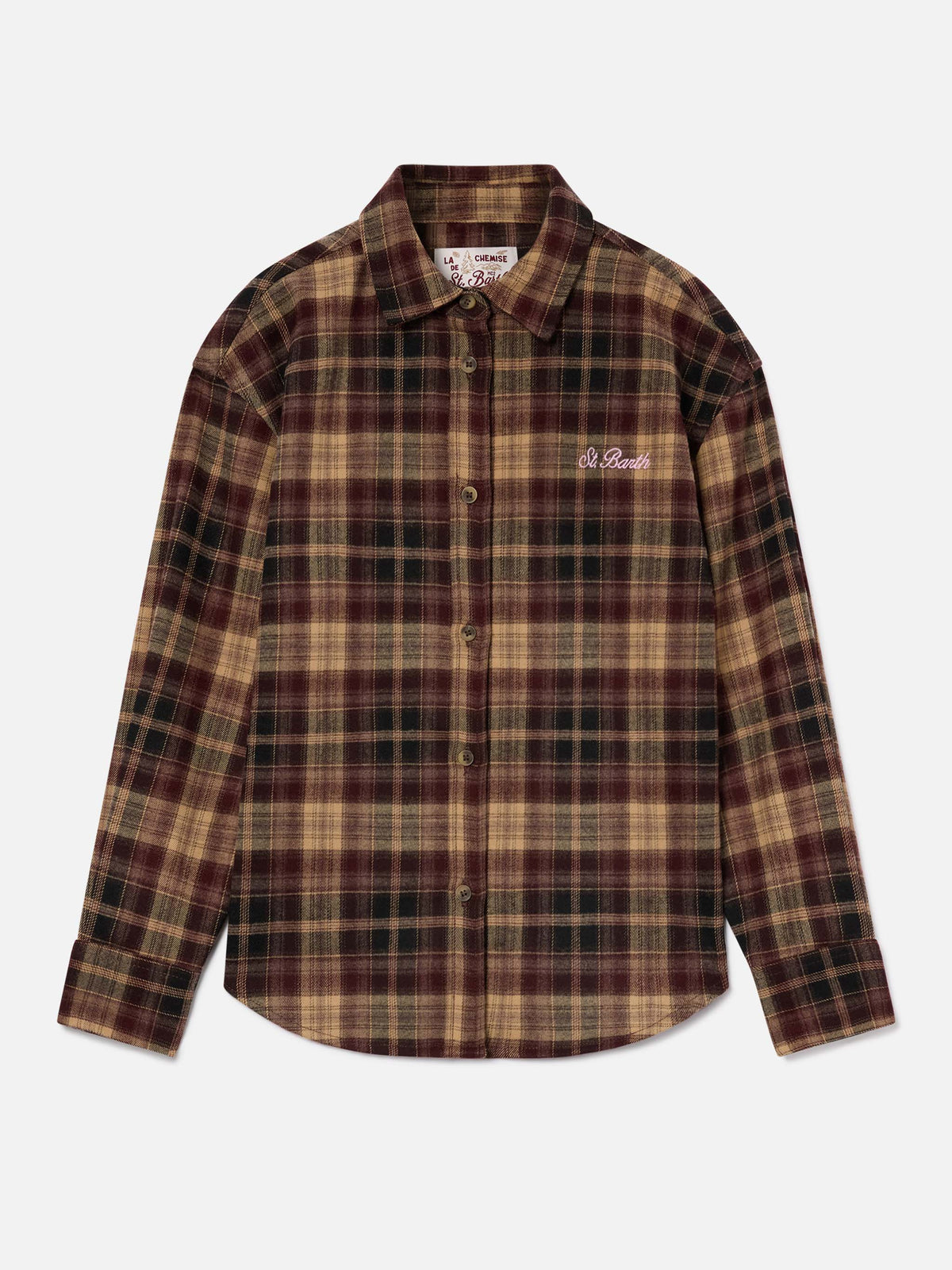 Brown Lully flannel shirt with back Hello Kitty embroidery | Special edition