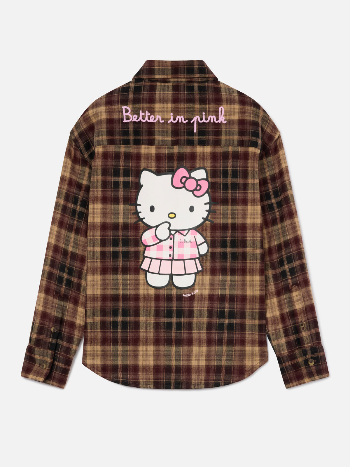 Brown Lully flannel shirt with back Hello Kitty embroidery | Special edition