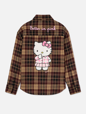 Brown Lully flannel shirt with back Hello Kitty embroidery | Special edition