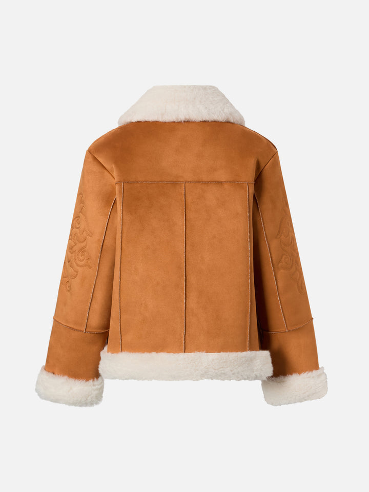 Lorayne Jr faux-shearling jacket with Western embroidery