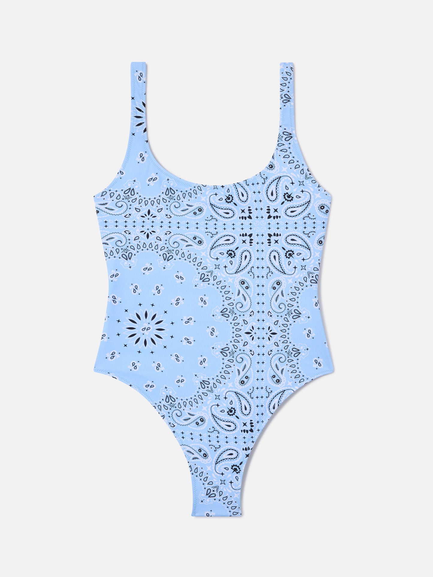 Lora one-piece swimsuit with light blue all-over bandana print