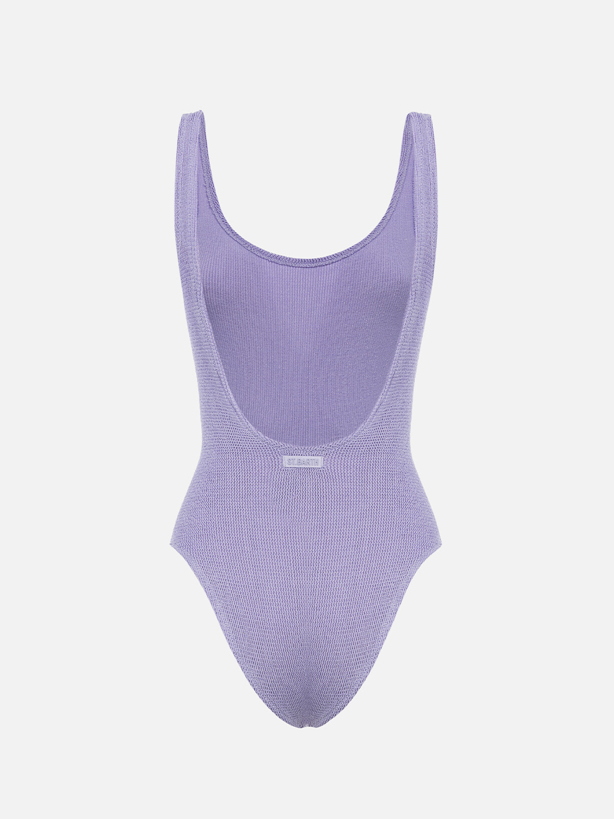 Woman lilac lurex crinkle one piece swimsuit Lora - MC2 Saint Barth