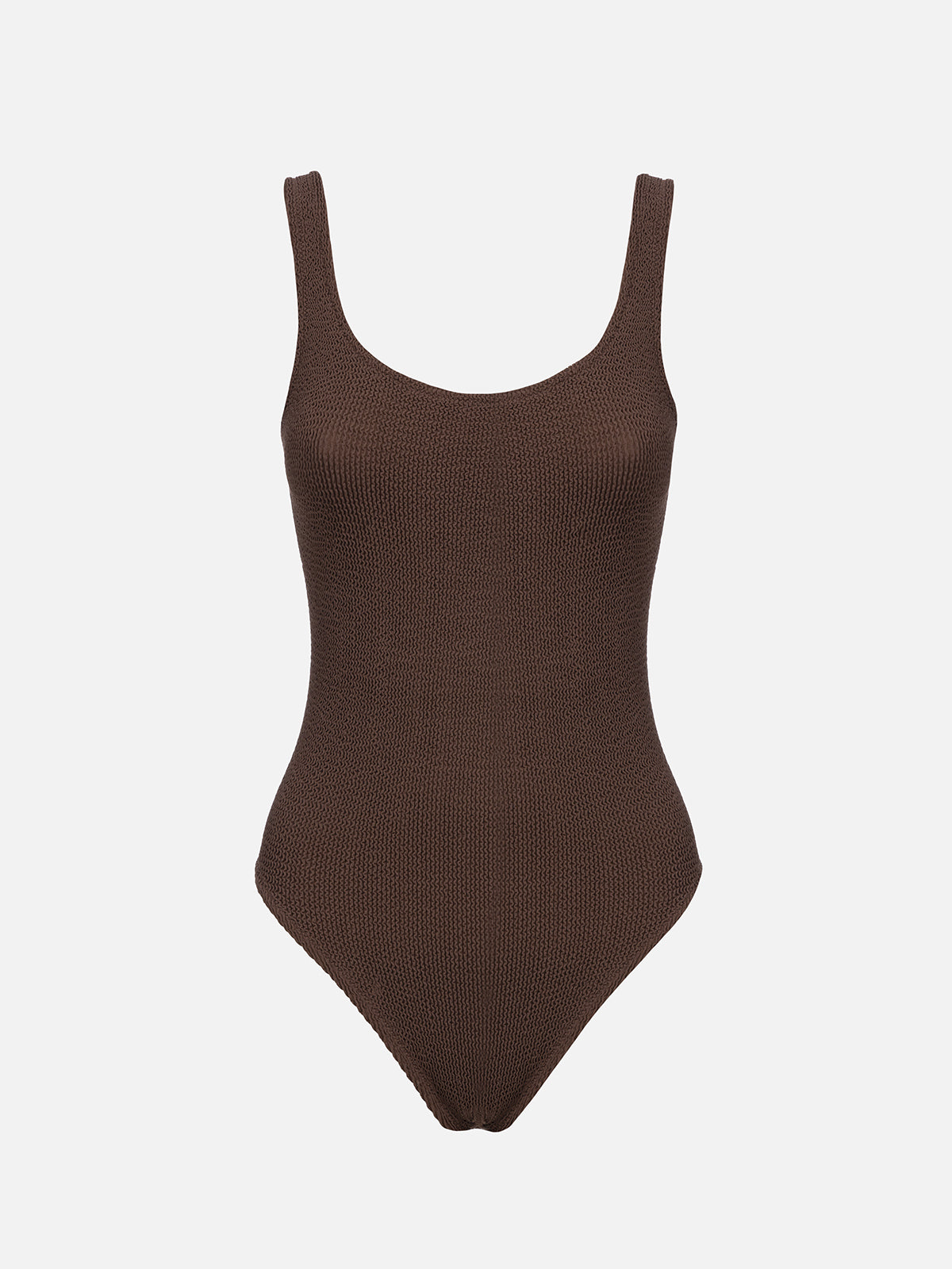 Woman brown crinkle one piece swimsuit Lora - MC2 Saint Barth