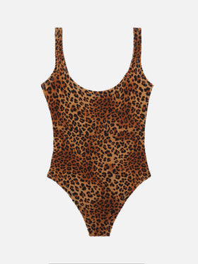 Lora Crinkle-Badeanzug mit Animalier-Print