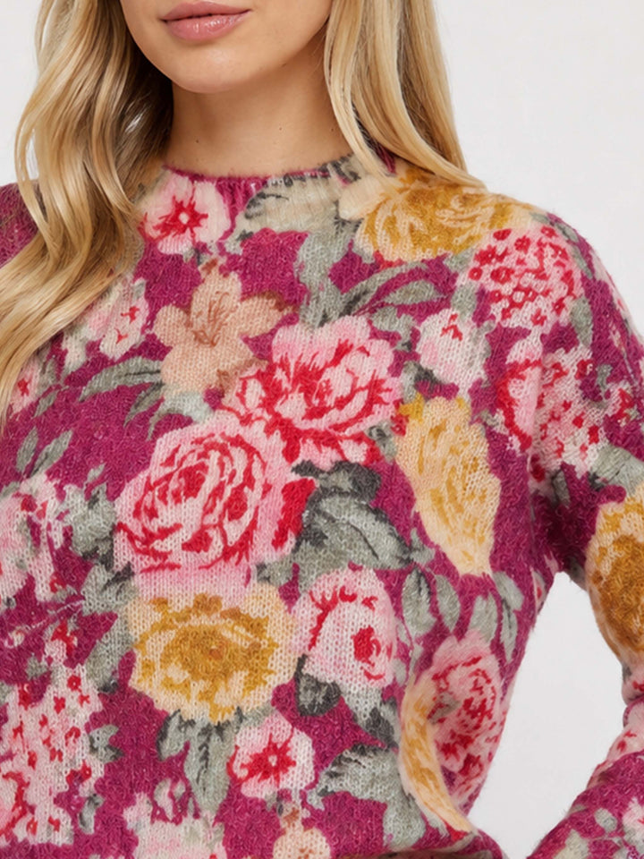 Pull Louise à fleurs en mélange de cachemire 