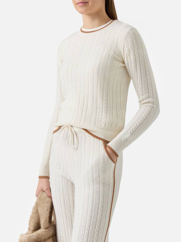 Laroche cable-knit sweater in wool with St. Barth embroidery