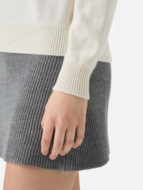 Maglione Louise in cashmere bianco con applicazione St. Moritz in strass