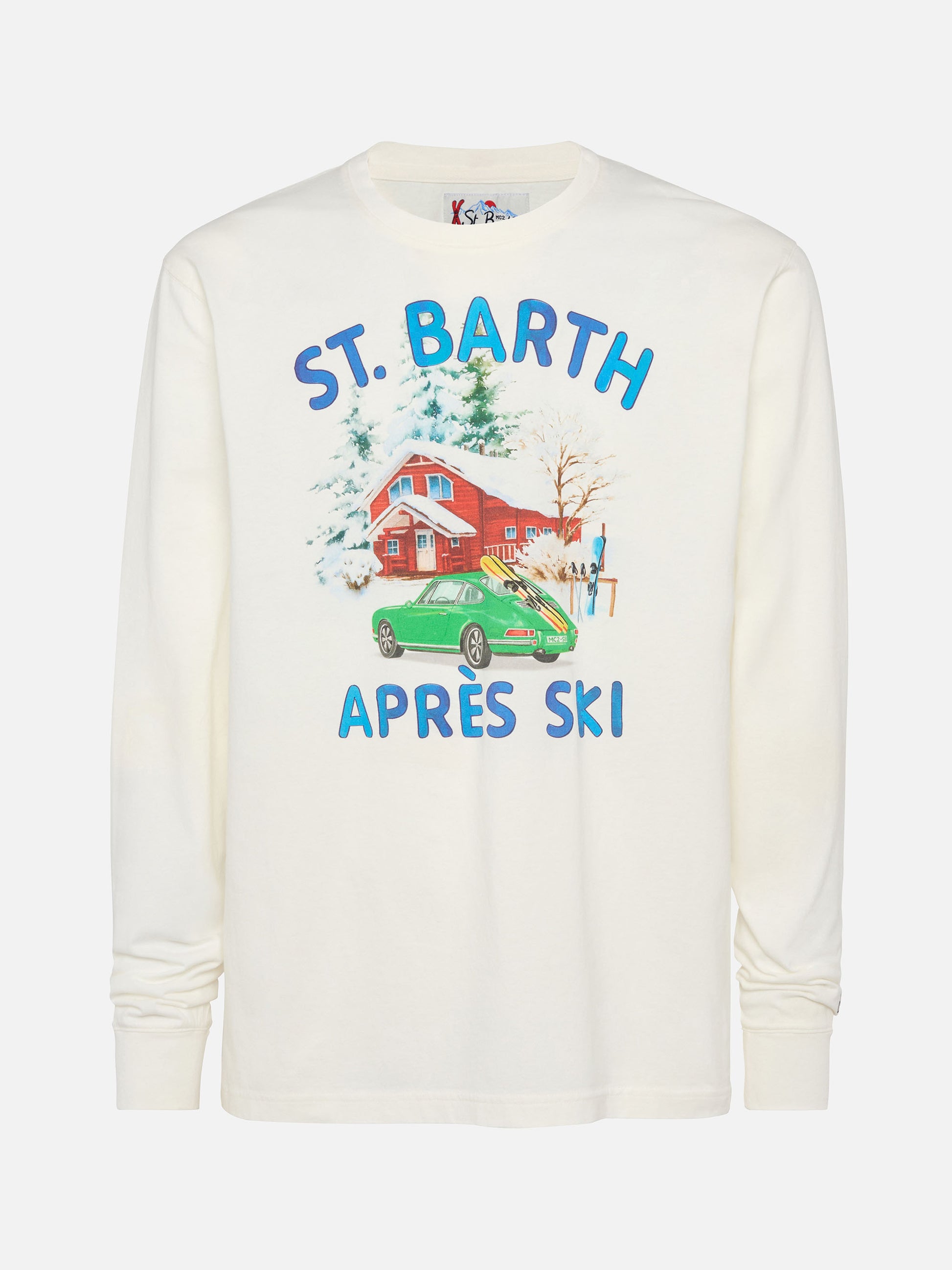 Winter cotton t-shirt Luton with car and chalet print - MC2 Saint Barth