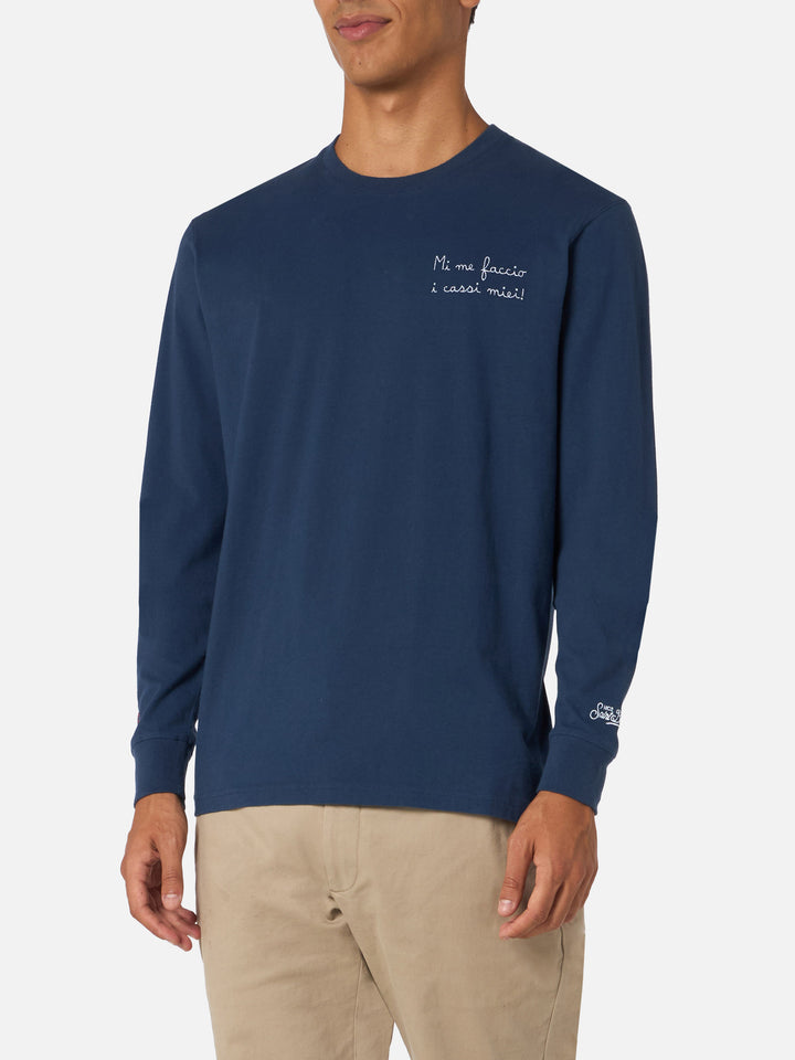 Man blue t-shirt Luton with Mi me faccio i cassi miei! embroidery | VACANZE DI NATALE SPECIAL EDITION - MC2 Saint Barth