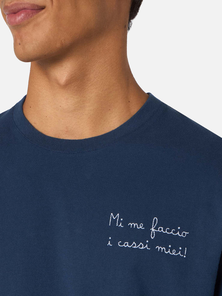 Man blue t-shirt Luton with Mi me faccio i cassi miei! embroidery | VACANZE DI NATALE SPECIAL EDITION - MC2 Saint Barth