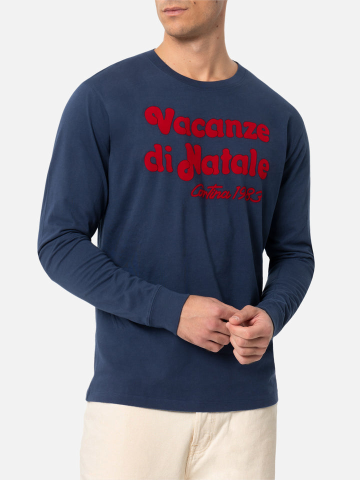 Man blue t-shirt Luton with Vacanze di Natale film logo print | VACANZE DI NATALE SPECIAL EDITION - MC2 Saint Barth