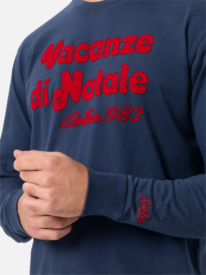 Man blue t-shirt Luton with Vacanze di Natale film logo print | VACANZE DI NATALE SPECIAL EDITION - MC2 Saint Barth