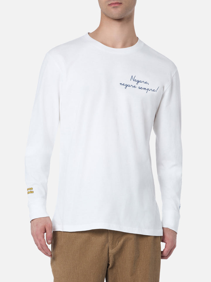 Man white t-shirt Luton with Negare, negare sempre! embroidery | VACANZE DI NATALE SPECIAL EDITION - MC2 Saint Barth
