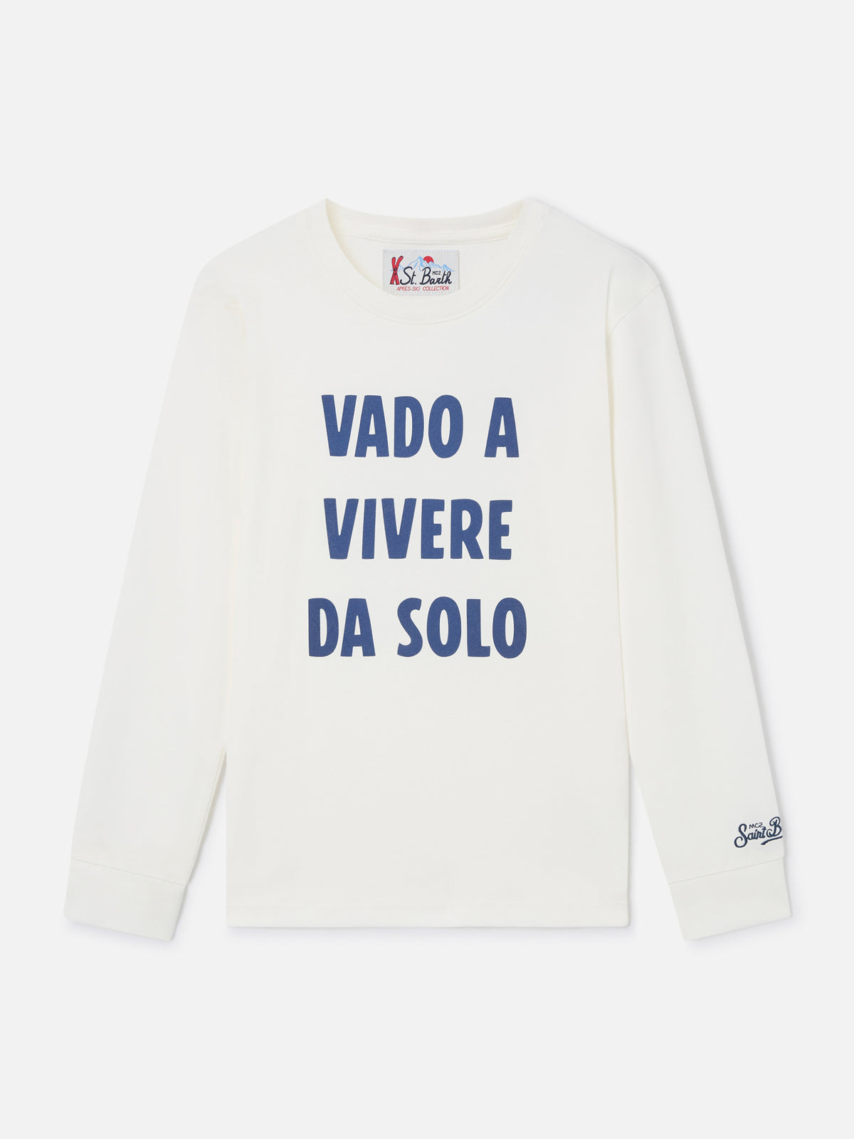 Weißes Langarm-T-Shirt aus Baumwolle Luton mit Vado A Vivere Da Solo-Print 
