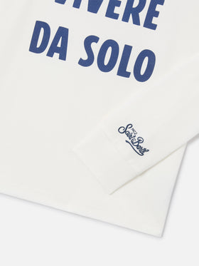 Weißes Langarm-T-Shirt aus Baumwolle Luton mit Vado A Vivere Da Solo-Print 