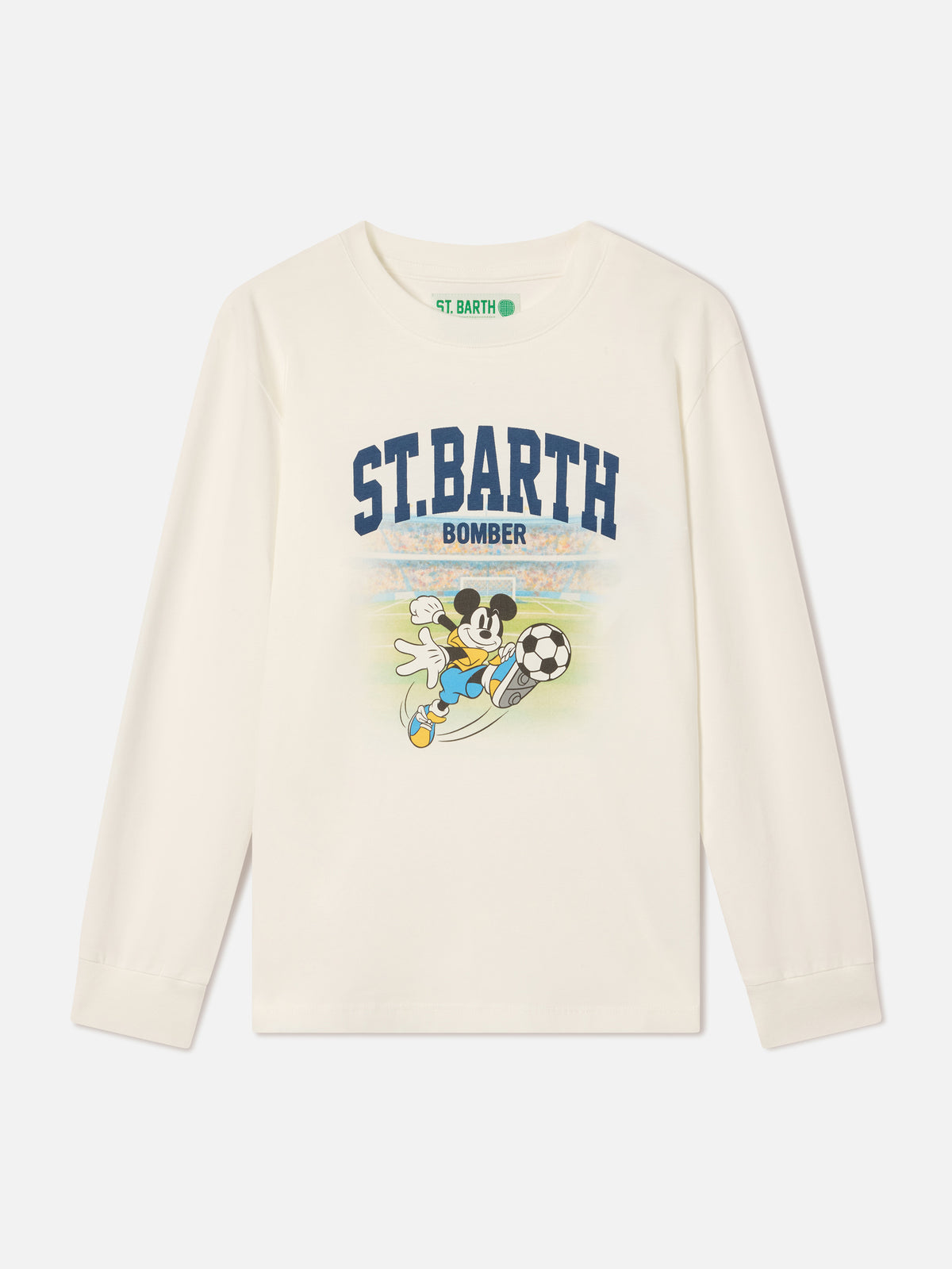 T-shirt à manches longues Luton blanc en coton biologique avec imprimé Mickey Mouse | Special edition 