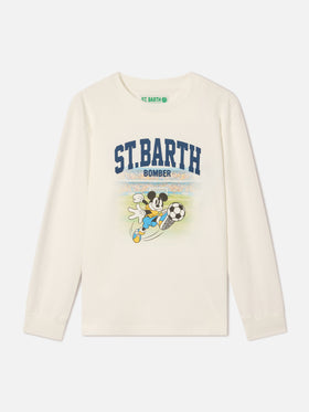 T-shirt à manches longues Luton blanc en coton biologique avec imprimé Mickey Mouse | Special edition 