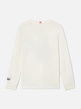 White Luton organic cotton long sleeve t-shirt with St. Moritz print | Special edition