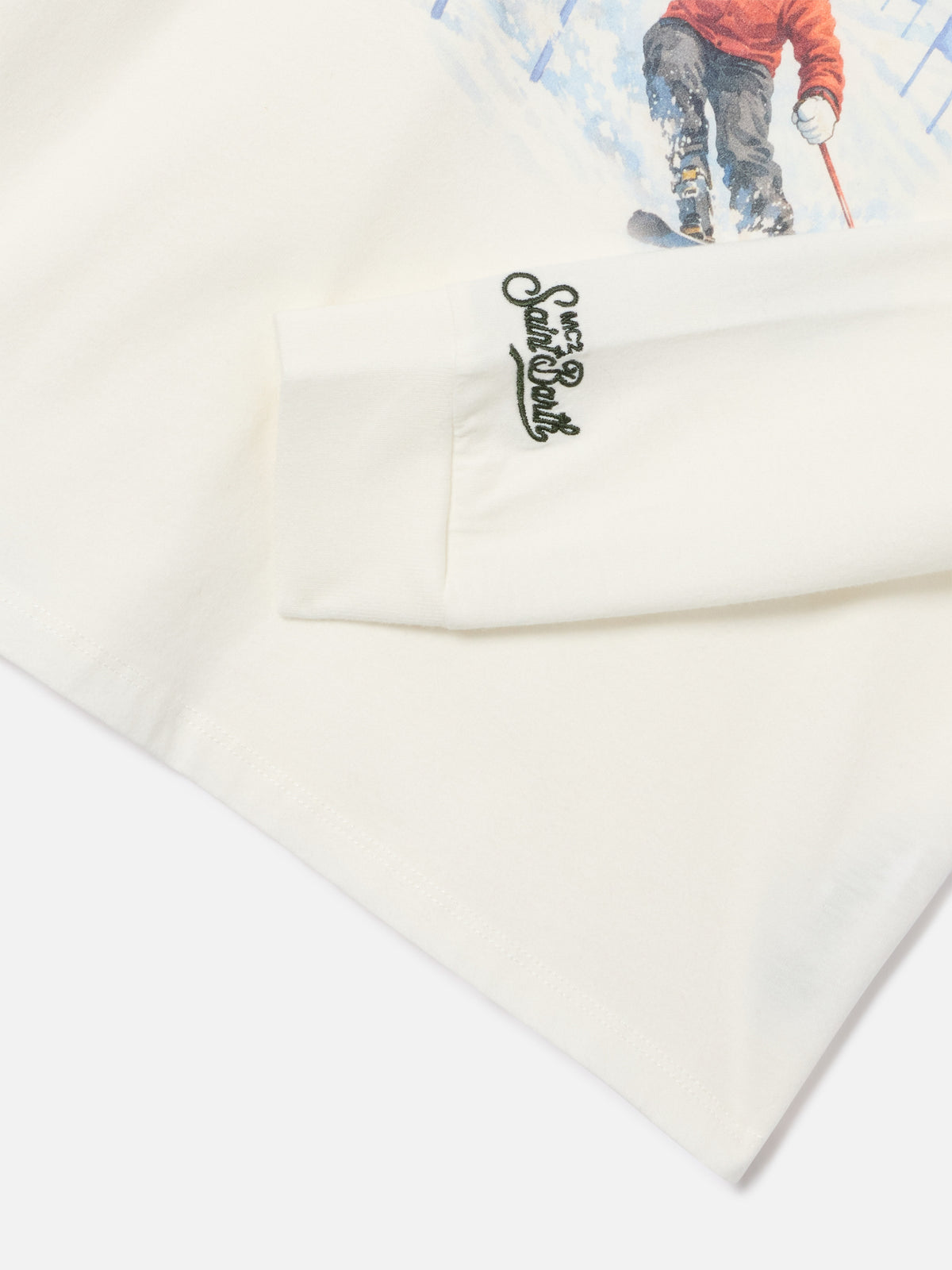 White Luton organic cotton long sleeve t-shirt with St. Moritz print | Special edition