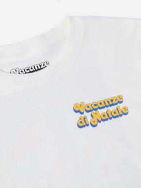 Luton langärmliges Winter-T-Shirt aus Baumwolle in Weiß mit „Vacanze di Natale“-Aufdruck | VACANZE DI NATALE SONDERAUSGABE