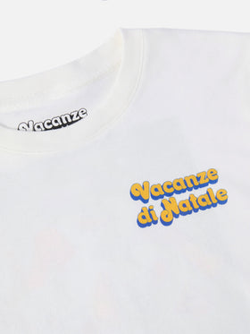 Luton long-sleeve winter cotton T-shirt in white with Vacanze di Natale print | VACANZE DI NATALE SPECIAL EDITION