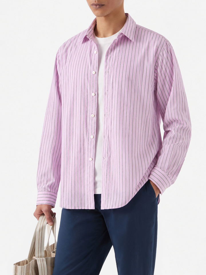 Pink striped Levanzo shirt in pure cotton