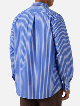 Blue striped Levanzo shirt in pure cotton