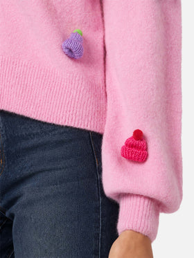 Lyza Soft cropped cardigan with crochet hearts
