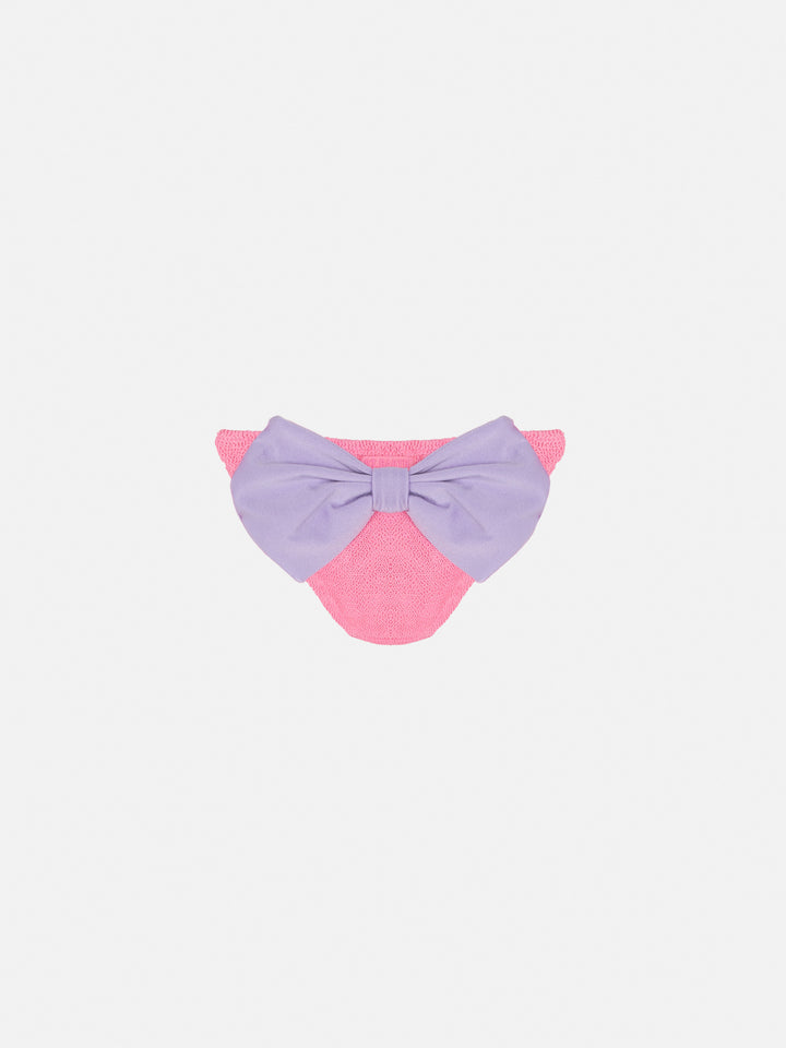 Madame pink crinkle swim briefs with bow - MC2 Saint Barth