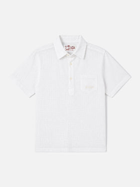 Polo en gaze de coton blanche Madeira 