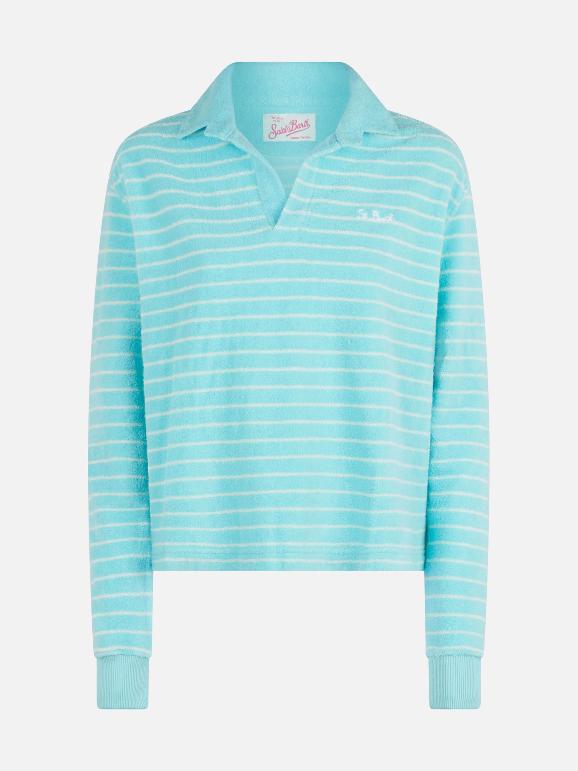 Light blue terry striped sweatshirt Magda - MC2 Saint Barth