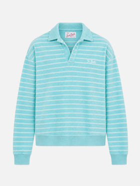 Sudadera a rayas de rizo azul claro Magda 