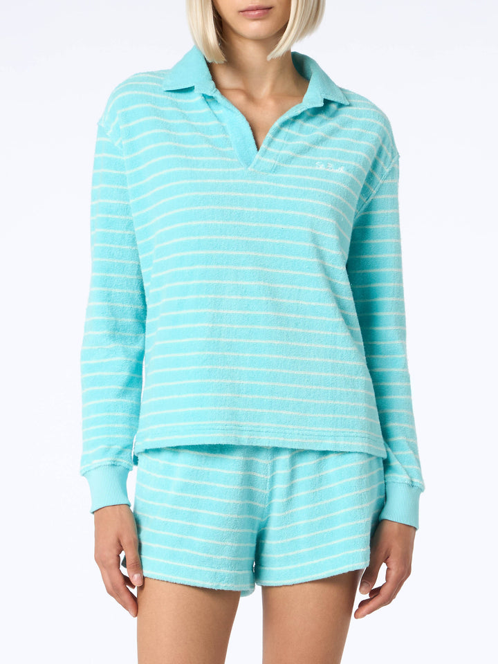 Light blue terry striped sweatshirt Magda - MC2 Saint Barth