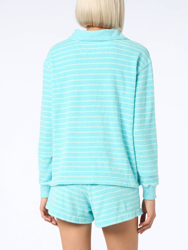 Light blue terry striped sweatshirt Magda - MC2 Saint Barth