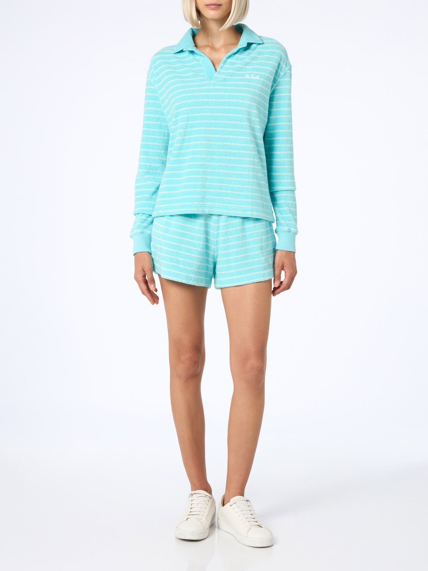 Light blue terry striped sweatshirt Magda - MC2 Saint Barth