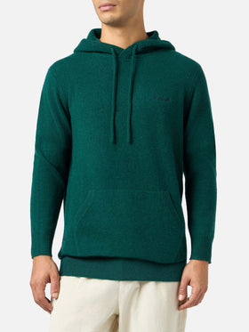 Maglione con cappuccio verde inglese da uomo Mahony