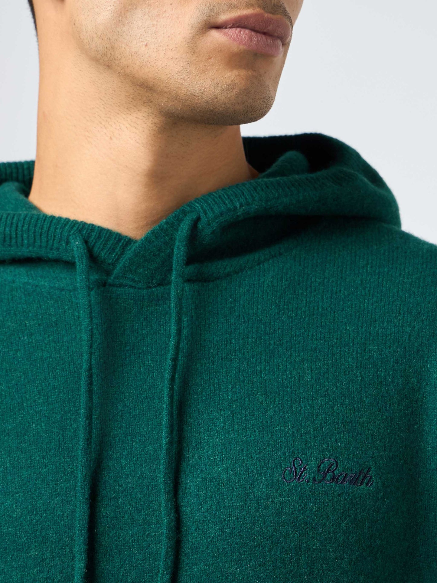 Man British green lambswool hooded sweater Mahony - MC2 Saint Barth