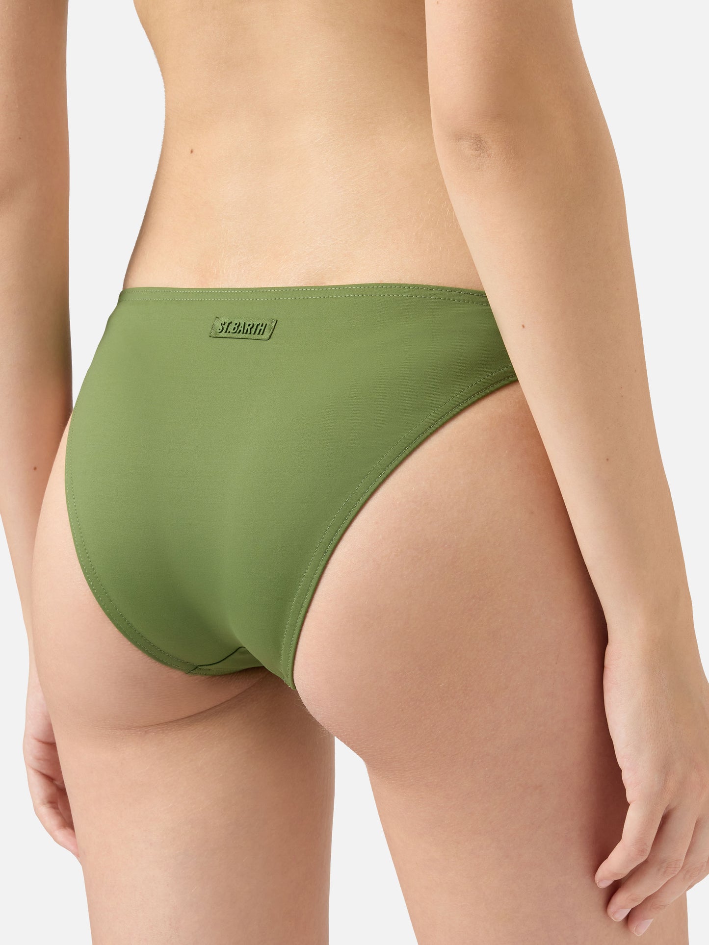 Maia high-waist military green swim briefs - Gaia military green triangle bralette top