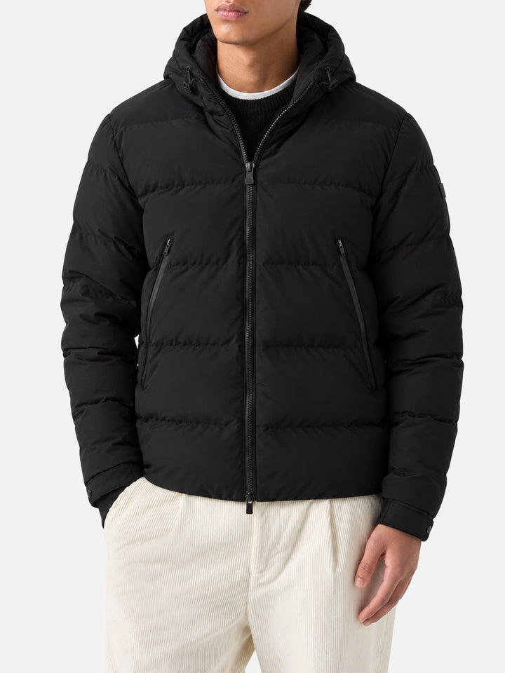 Doudoune à capuche rembourrée Maier en tissu technique coloris noir uni 