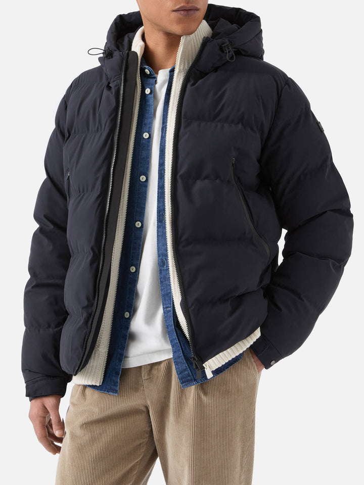 Marineblaue Steppjacke mit Kapuze für Herren von Maier